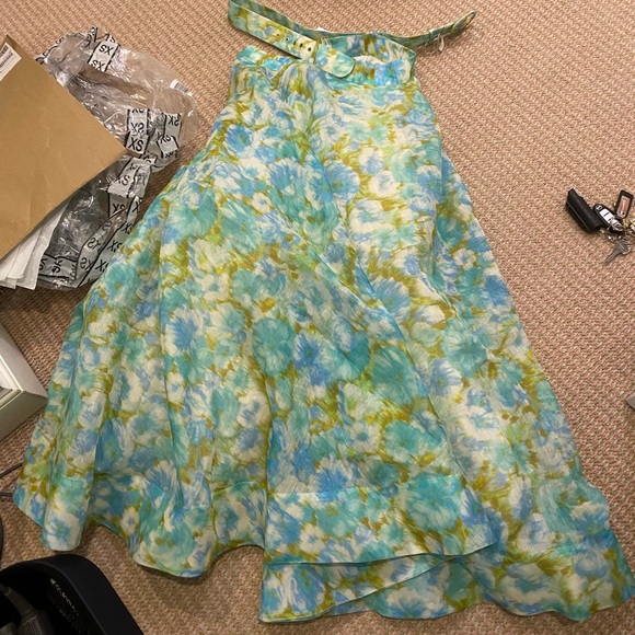 Zimmerman blue green skirt with belt - Picture 1 of 6